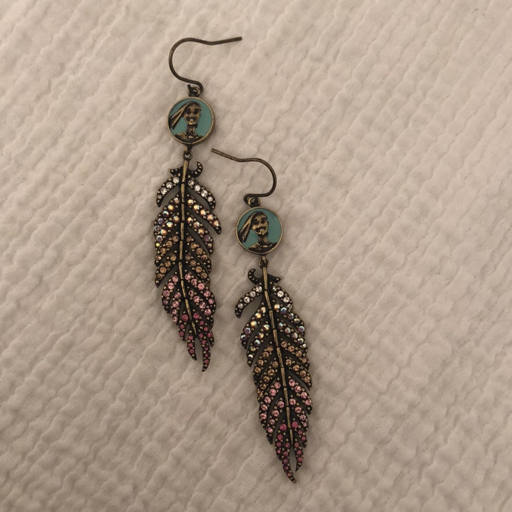 Disney Couture Pocahontas Feather Charm Earrings